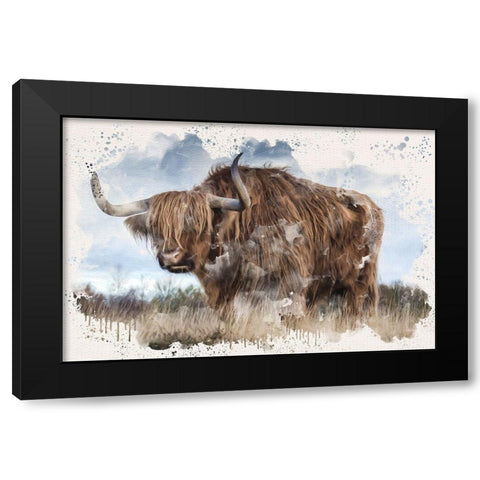 Long Horn Black Modern Wood Framed Art Print with Double Matting by Allen, Kimberly