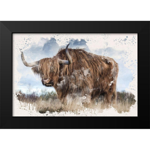 Long Horn Black Modern Wood Framed Art Print by Allen, Kimberly