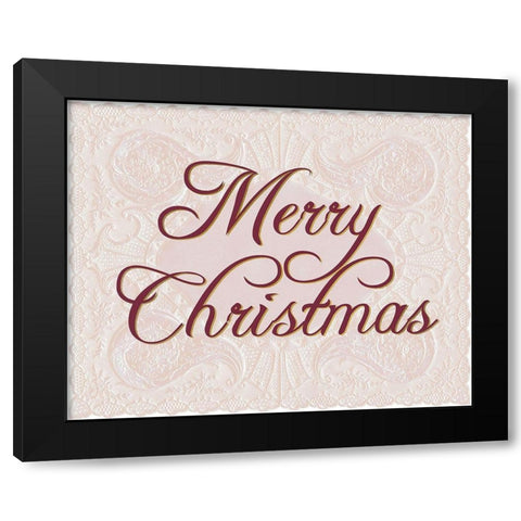 Merry Christmas Lace Black Modern Wood Framed Art Print with Double Matting by Allen, Kimberly