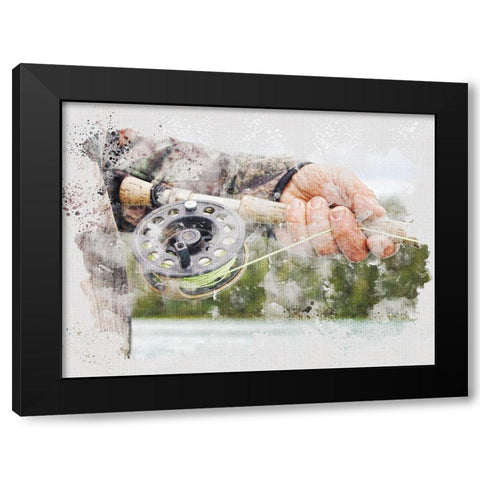 Fly Fishing Black Modern Wood Framed Art Print by Allen, Kimberly