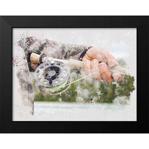Fly Fishing Black Modern Wood Framed Art Print by Allen, Kimberly