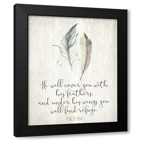 His Feathers 1 Black Modern Wood Framed Art Print with Double Matting by Allen, Kimberly