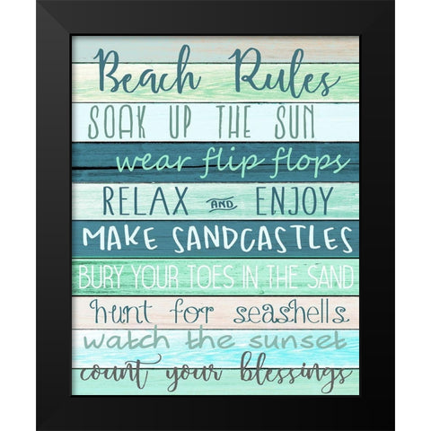 Beach Rules Black Modern Wood Framed Art Print by Allen, Kimberly