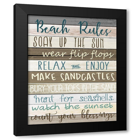 Beach Rules v2 Black Modern Wood Framed Art Print by Allen, Kimberly