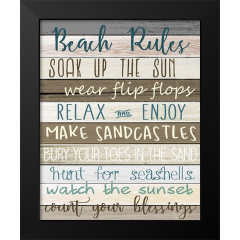Beach Rules v2 Black Modern Wood Framed Art Print by Allen, Kimberly