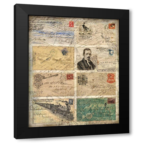 Vintage Envelopes Black Modern Wood Framed Art Print with Double Matting by Allen, Kimberly