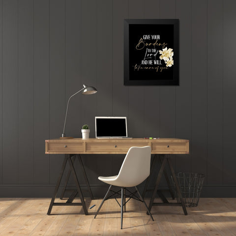 Give Your Burdens Black Modern Wood Framed Art Print by Allen, Kimberly