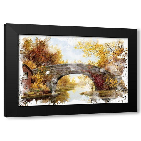 Autumn Bridge Black Modern Wood Framed Art Print by Allen, Kimberly