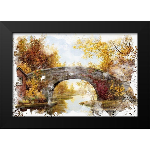 Autumn Bridge Black Modern Wood Framed Art Print by Allen, Kimberly