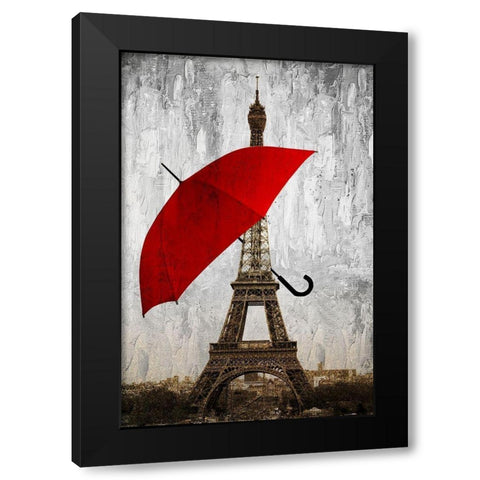 Paris Red Black Modern Wood Framed Art Print with Double Matting by Allen, Kimberly