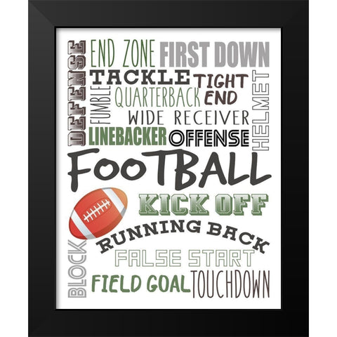 Football Black Modern Wood Framed Art Print by Allen, Kimberly