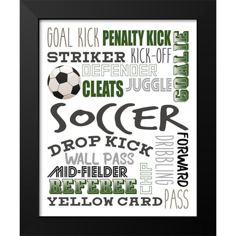 Soccer Black Modern Wood Framed Art Print by Allen, Kimberly