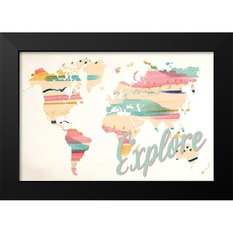 Explore Map Black Modern Wood Framed Art Print by Allen, Kimberly