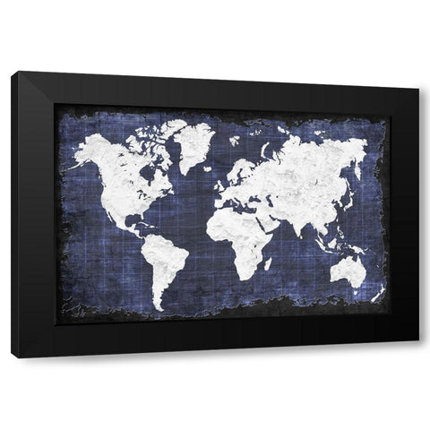 World Map Black Modern Wood Framed Art Print by Allen, Kimberly