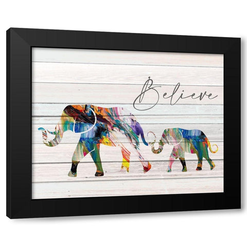 Believe Elephant Black Modern Wood Framed Art Print by Allen, Kimberly