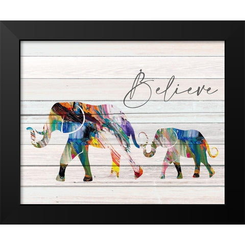 Believe Elephant Black Modern Wood Framed Art Print by Allen, Kimberly