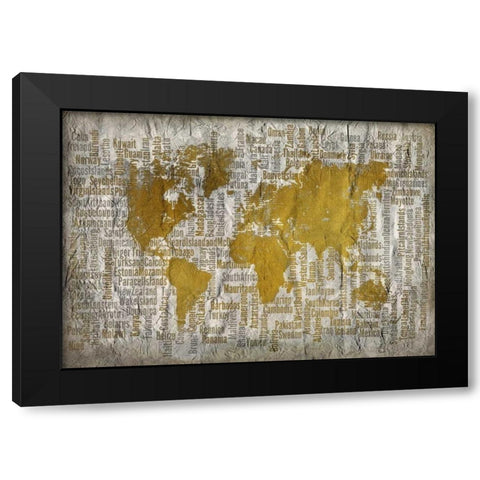 Map of the World Black Modern Wood Framed Art Print by Allen, Kimberly