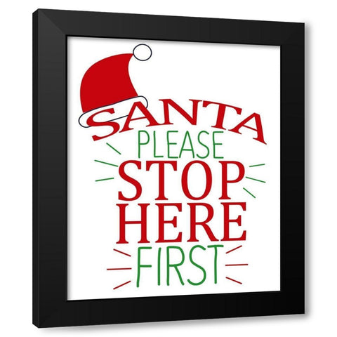 Santa Please Black Modern Wood Framed Art Print by Allen, Kimberly