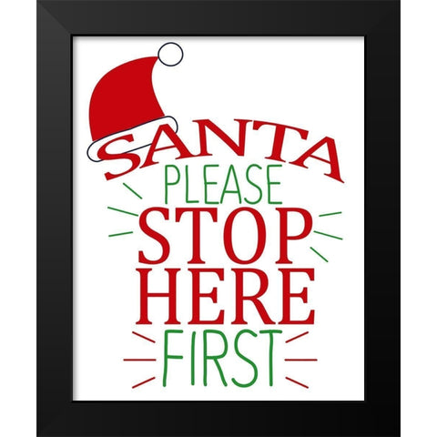 Santa Please Black Modern Wood Framed Art Print by Allen, Kimberly