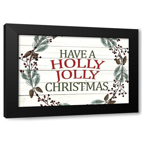 Holly Jolly Black Modern Wood Framed Art Print by Allen, Kimberly