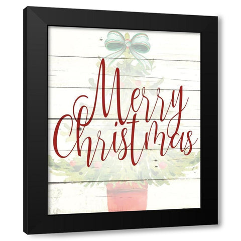 Merry Christmas Tree Black Modern Wood Framed Art Print by Allen, Kimberly
