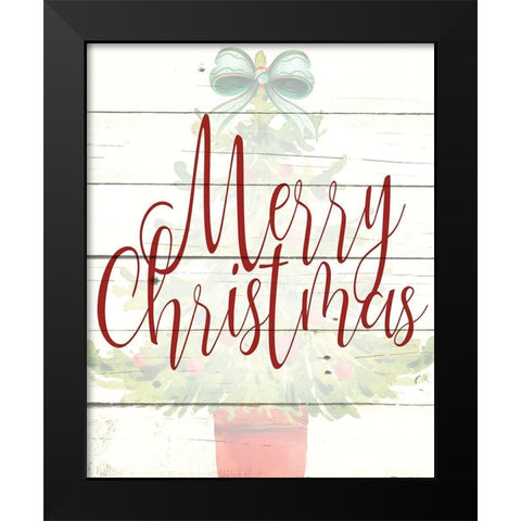 Merry Christmas Tree Black Modern Wood Framed Art Print by Allen, Kimberly