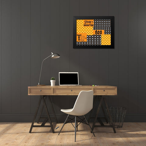 BOO Black Modern Wood Framed Art Print by Allen, Kimberly