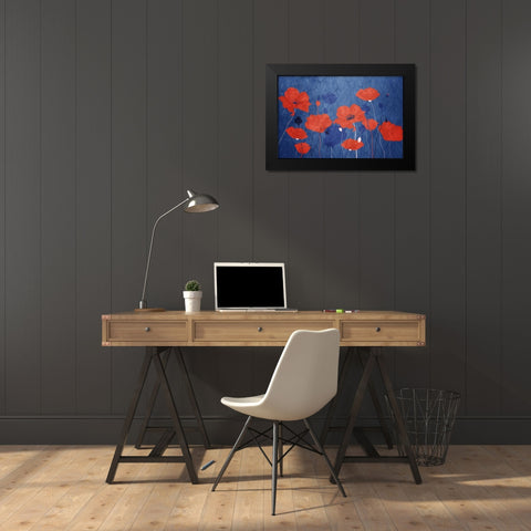 Classic Blue Poppies Black Modern Wood Framed Art Print by Allen, Kimberly