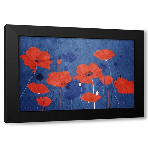 Classic Blue Poppies Black Modern Wood Framed Art Print by Allen, Kimberly