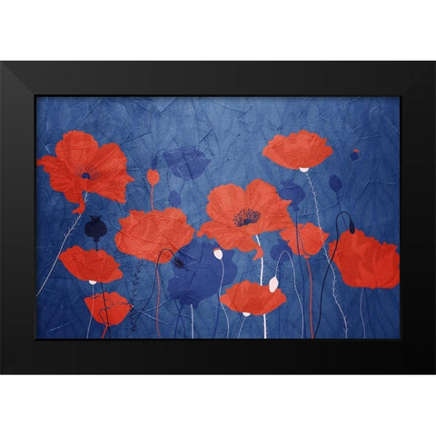 Classic Blue Poppies Black Modern Wood Framed Art Print by Allen, Kimberly