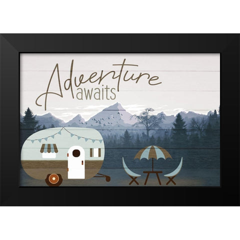 Roam Adventure Blue Black Modern Wood Framed Art Print by Allen, Kimberly