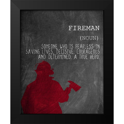 A Fireman Black Modern Wood Framed Art Print by Allen, Kimberly