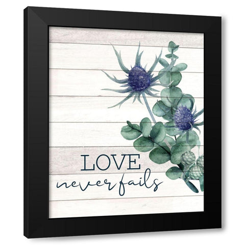 Love never Fails Thistle Black Modern Wood Framed Art Print by Allen, Kimberly