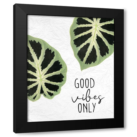 Good Vibes Leaves Black Modern Wood Framed Art Print by Allen, Kimberly