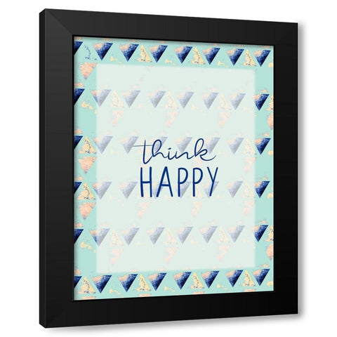 Think Happy Black Modern Wood Framed Art Print by Allen, Kimberly
