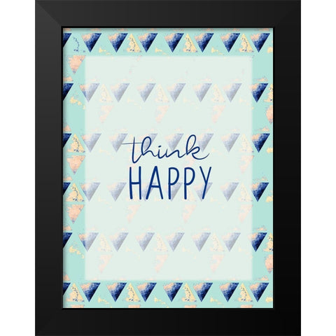 Think Happy Black Modern Wood Framed Art Print by Allen, Kimberly