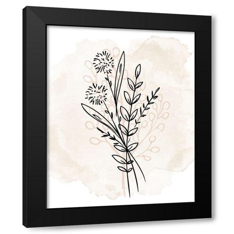 Floral Sketch 1 Black Modern Wood Framed Art Print by Allen, Kimberly