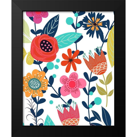 Colorful Floral 1 Black Modern Wood Framed Art Print by Allen, Kimberly