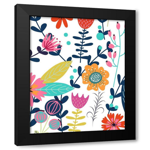 Colorful Floral 2 Black Modern Wood Framed Art Print with Double Matting by Allen, Kimberly