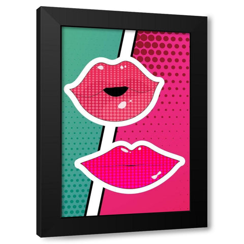 Pop Lips 1 Black Modern Wood Framed Art Print with Double Matting by Allen, Kimberly