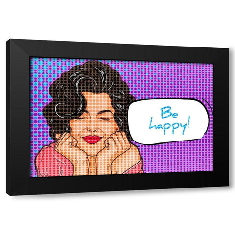 Be Happy 1 Black Modern Wood Framed Art Print by Allen, Kimberly