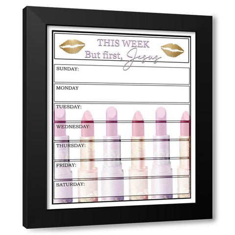 But First Jesus lips Black Modern Wood Framed Art Print with Double Matting by Allen, Kimberly