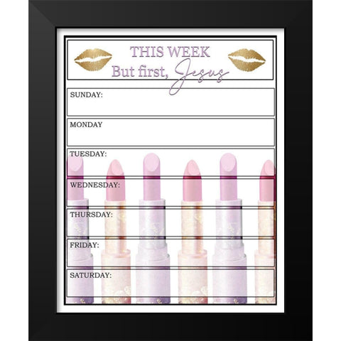 But First Jesus lips Black Modern Wood Framed Art Print by Allen, Kimberly
