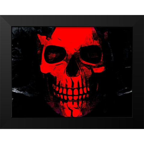 Red Skull Black Modern Wood Framed Art Print by Allen, Kimberly