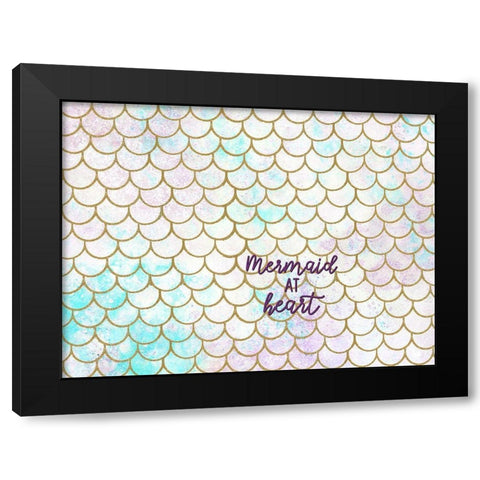 Mermaid Scales W Words Black Modern Wood Framed Art Print with Double Matting by Allen, Kimberly