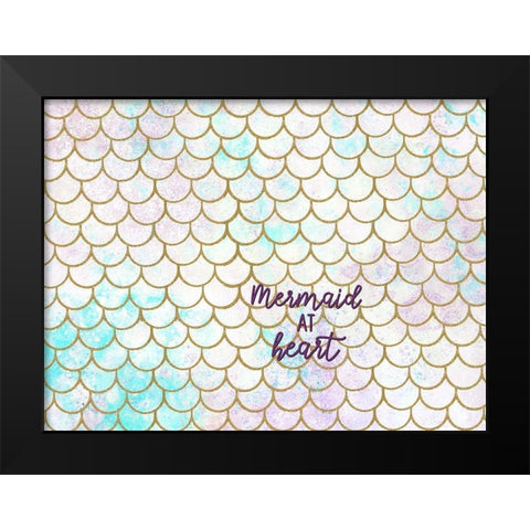 Mermaid Scales W Words Black Modern Wood Framed Art Print by Allen, Kimberly