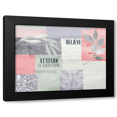 Attitude Patchwork v2 Black Modern Wood Framed Art Print by Allen, Kimberly