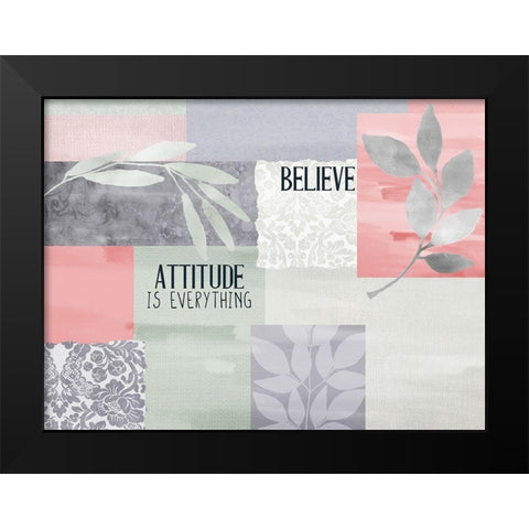 Attitude Patchwork v2 Black Modern Wood Framed Art Print by Allen, Kimberly