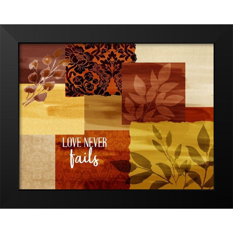 Love Never Fails Black Modern Wood Framed Art Print by Allen, Kimberly