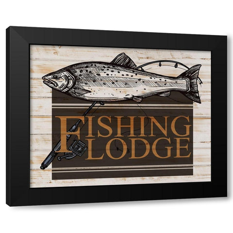 Fishing Lodge V2 Black Modern Wood Framed Art Print with Double Matting by Allen, Kimberly